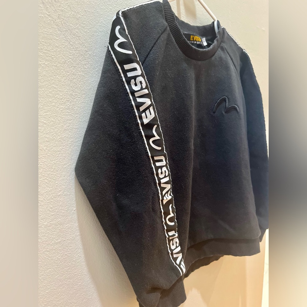 Evisu Logo Classic Kids Black Sweatshirt Activewear Casual Wear Size 120